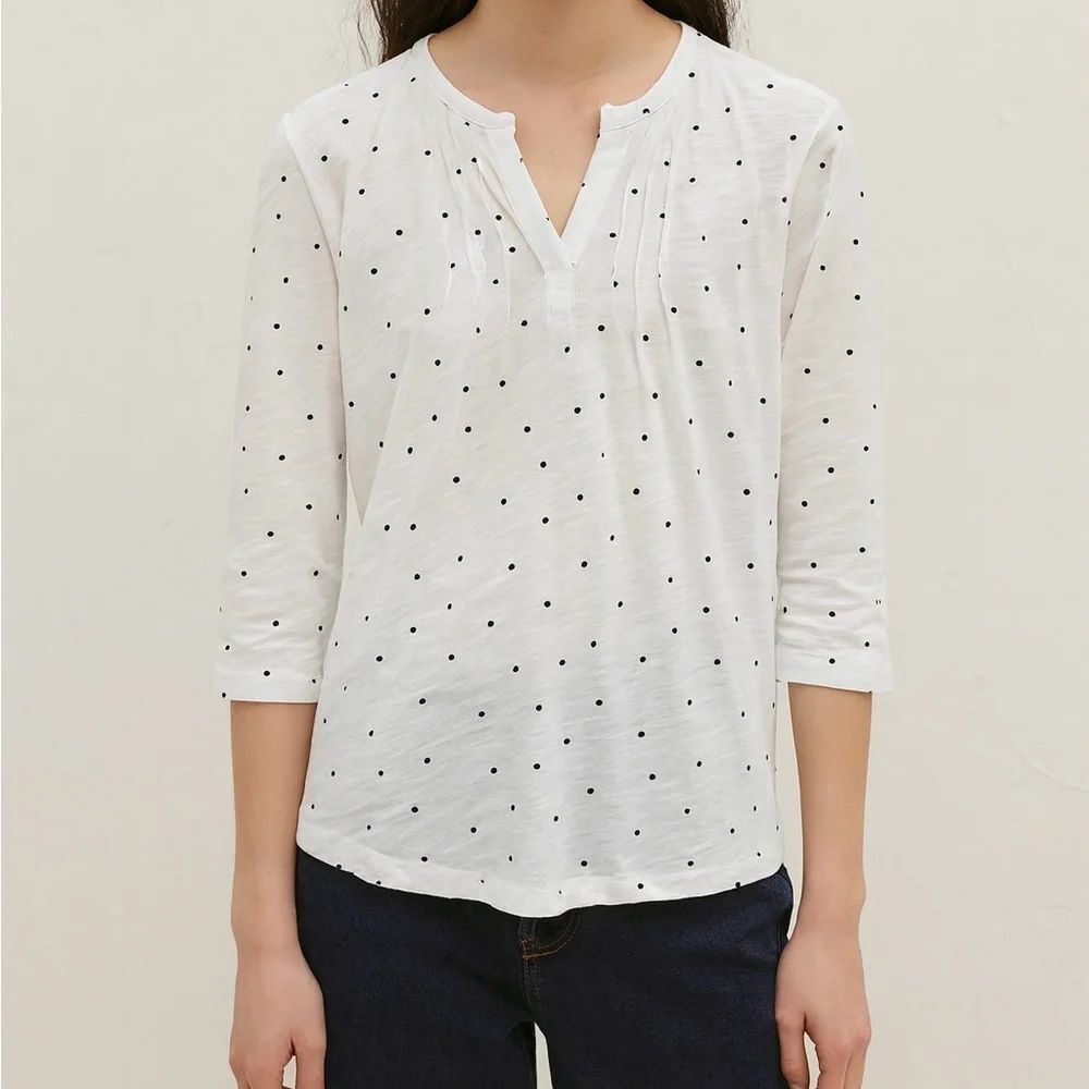 L L Bean Women Polka Dot Shirt Long Sleeve Pullover Sweater Small – Stains Shown